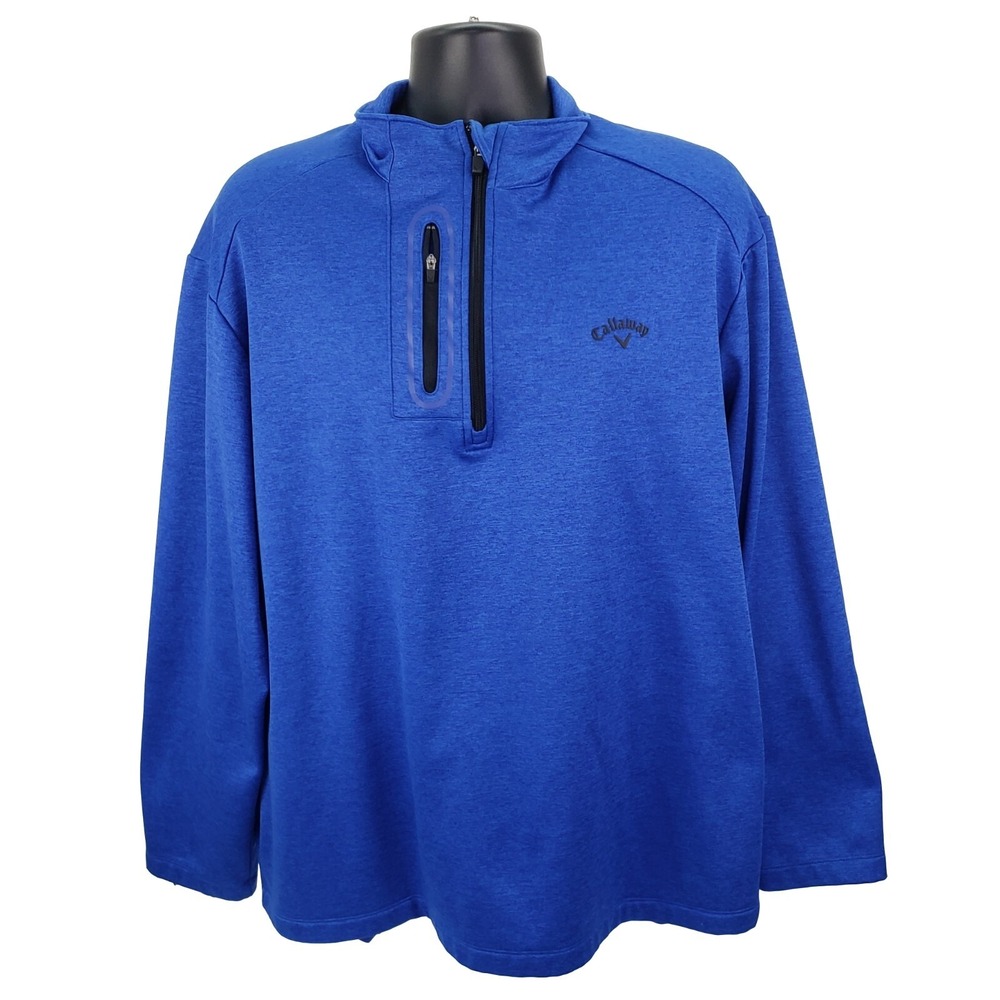 Callaway Men's 1/4 Zip Performance Fleece Golf Pullover Sweater‎ Jacket Blue XXL